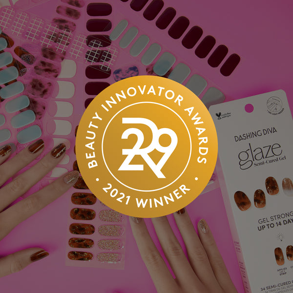 Refinery29 Beauty Innovation Award Winner 2021, GLAZE semi-cured gel nail strips by Dashing Diva 