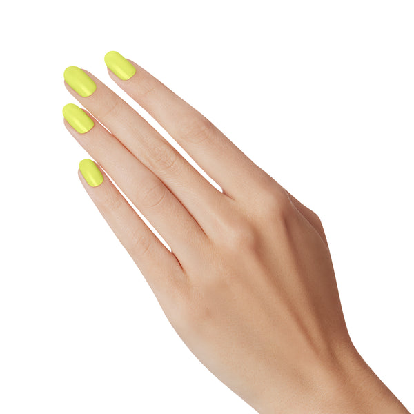 The bartender recommends.. A matching mani/pedi set of semi-cured neon yellow gel nail strips with mega volume and maximum shine.