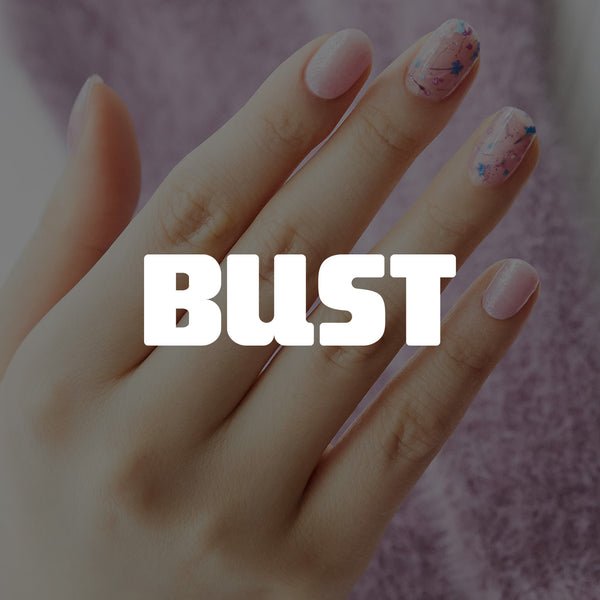 Bust featuring GLAZE Pink Petal semi-cured gel nail strips.