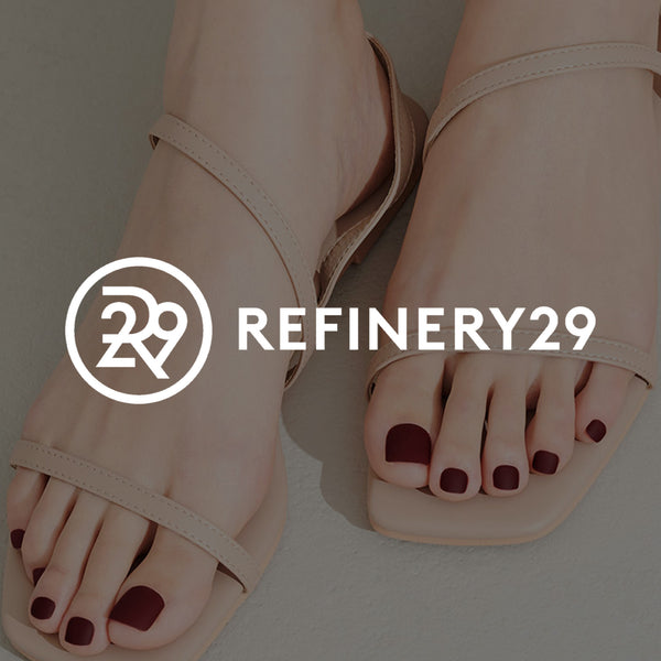 Refinery29 featuring Red Sangria MAGIC PRESS press-on gel pedicure.