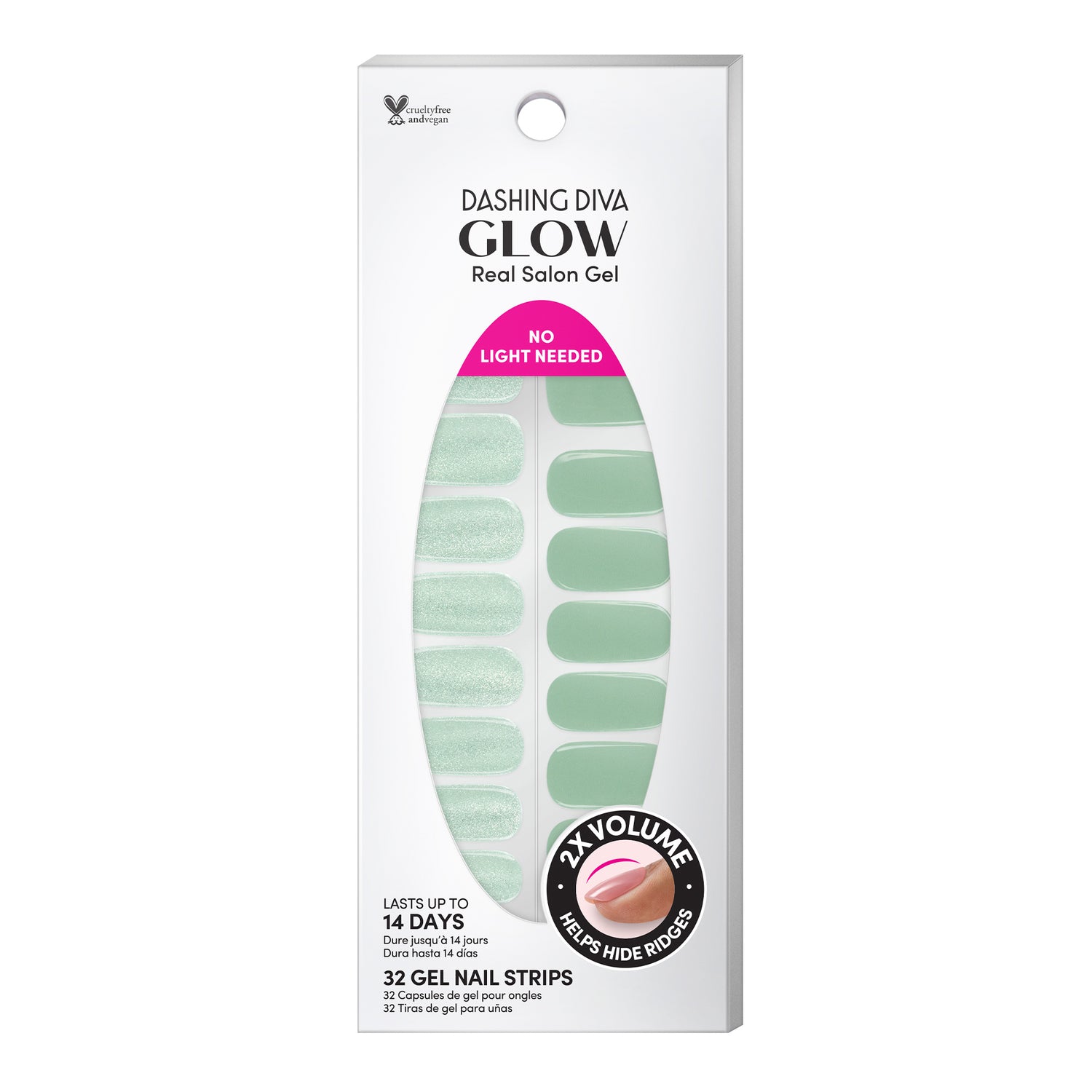 It's top rated for a reason. Soft green gel nail strips featuring a velvet shimmer effect with a glossy, high-shine finish.