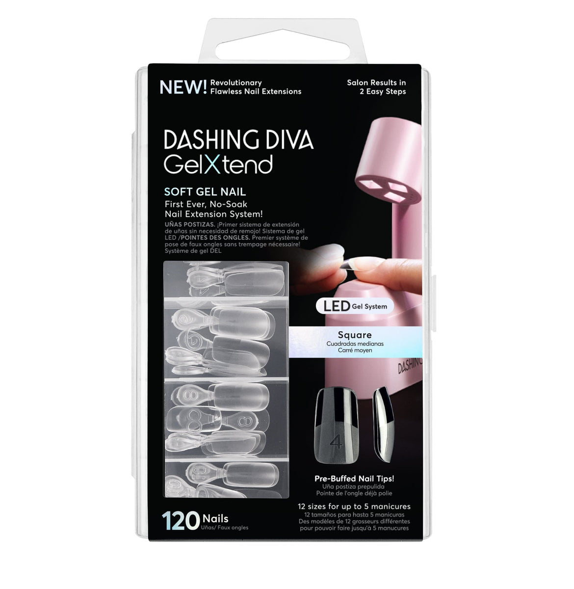 GelXtend Nail Tips - Clear, Medium Square – Dashing Diva