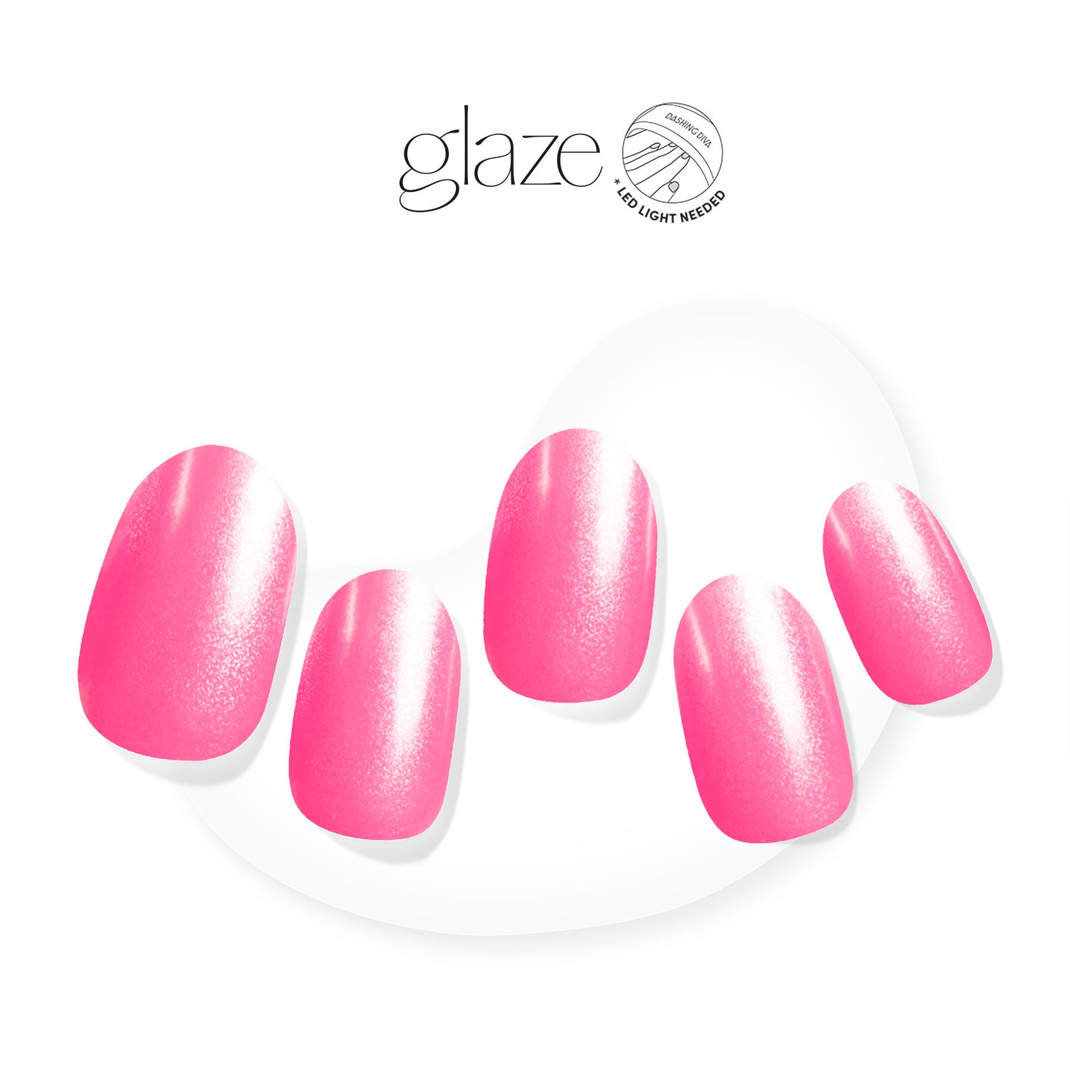 Semi-cured pink gel nail strips featuring a shimmery chrome finish with mega volume & maximum shine.
