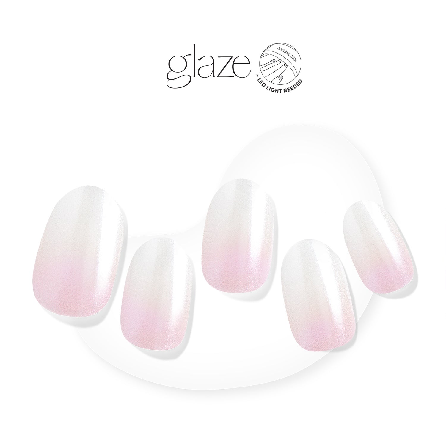 Semi-cured pink-to-white gradient gel nail strips featuring a shimmery chrome finish with mega volume & maximum shine.