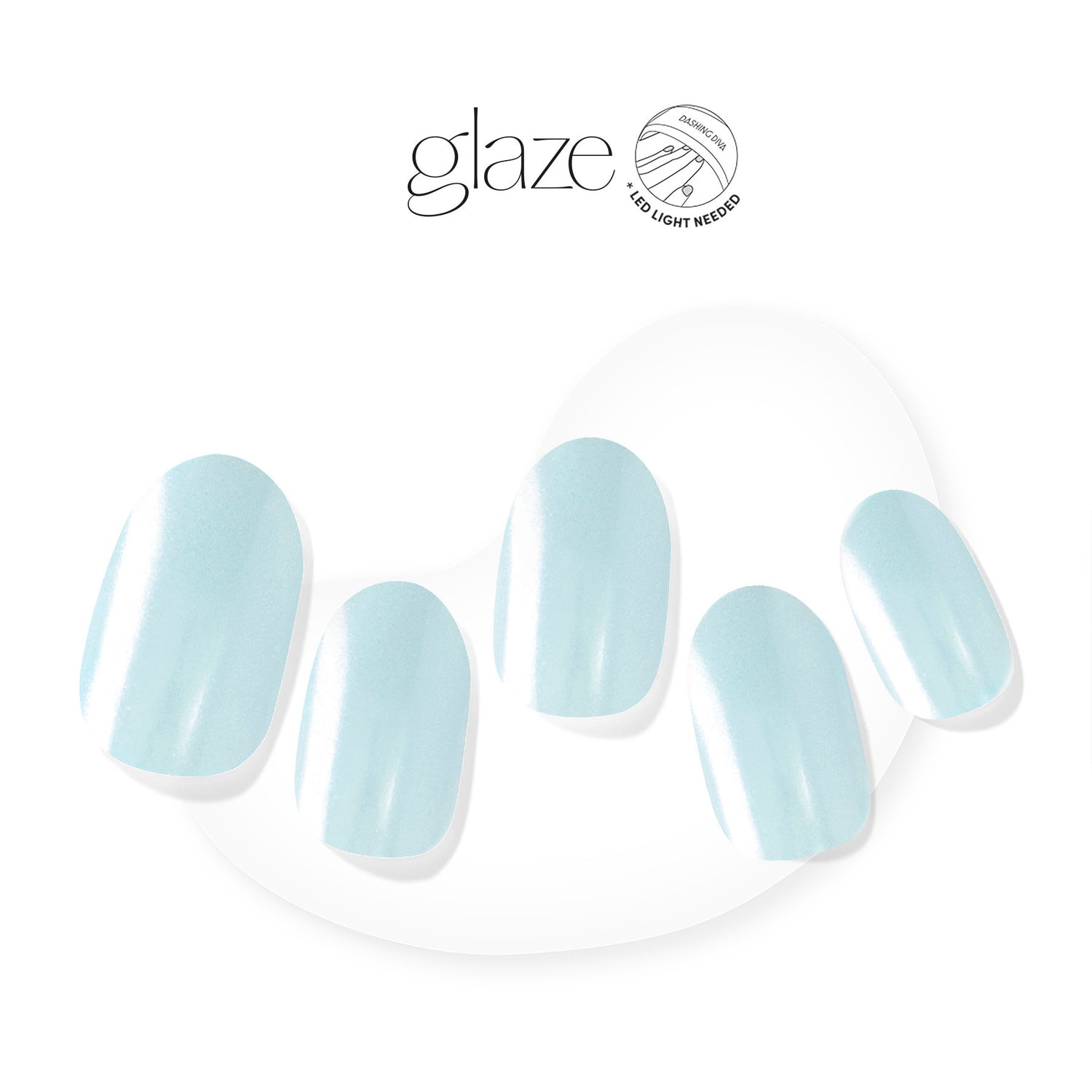 Semi-cured baby blue gel nail strips featuring a shimmery chrome finish with mega volume & maximum shine. 