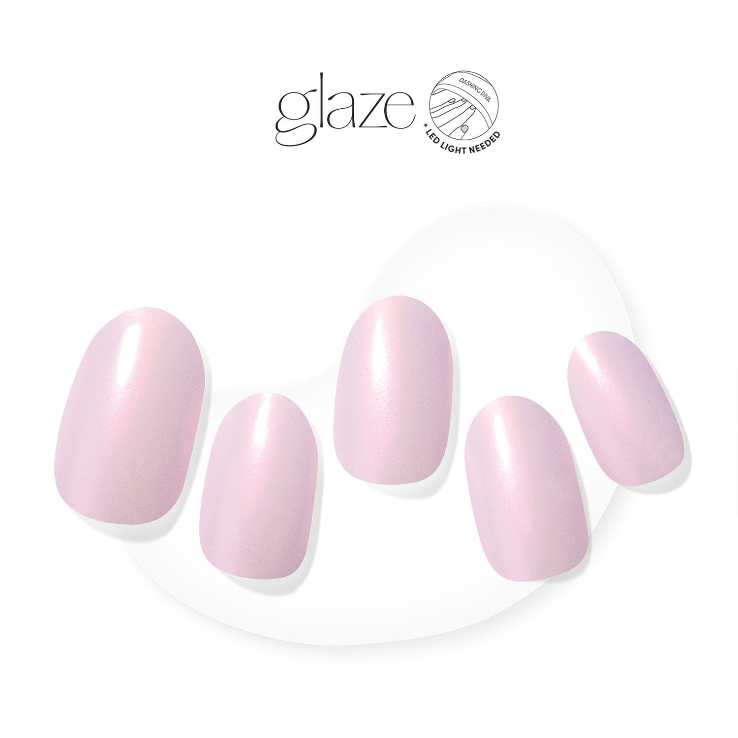  Semi-cured iridescent baby pink gel nail strips featuring a shimmery chrome finish with mega volume & maximum shine. 