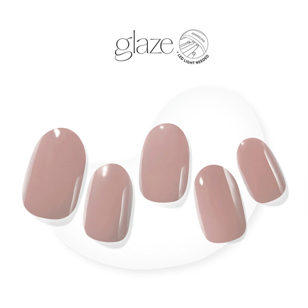  Semi-cured, cool mauve gel nail strips with mega volume & an opaque finish.