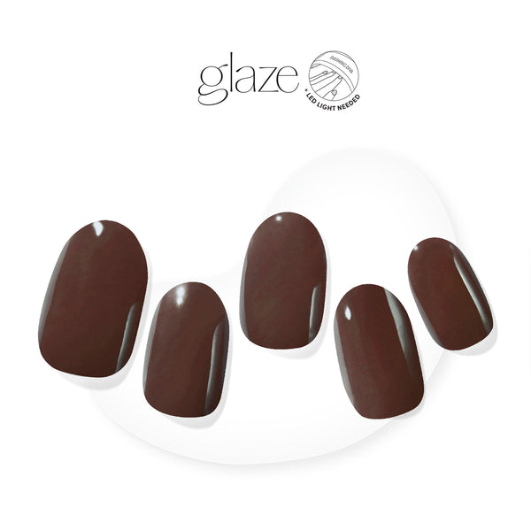 Semi-cured, rich dark brown gel nail strips with mega volume & an opaque finish.