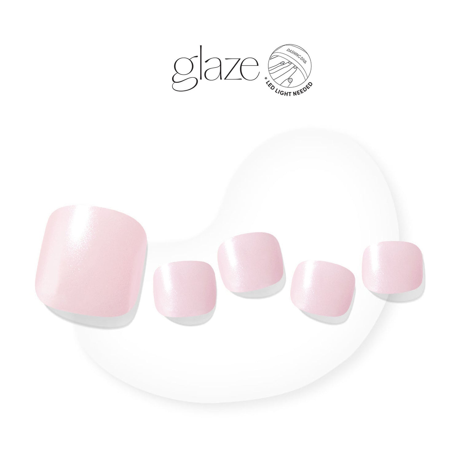 Semi-cured soft pink gel pedicure strips featuring a shimmery chrome finish with mega volume & maximum shine.