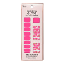 Load image into Gallery viewer, Neon pink nail strips featuring gold foil and paint brushed accents
