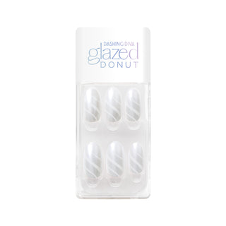  Medium length, Almond shape, glossy finish. Pearl white press-on gel nails