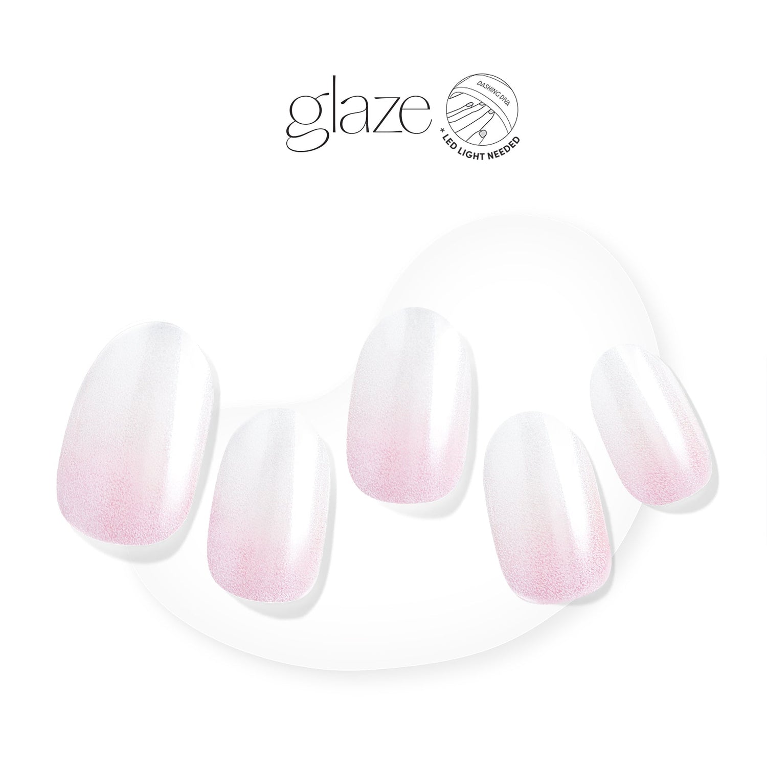 Semi-cured pink to white ombre French gel nail strips featuring a shimmery chrome finish with mega volume & maximum shine.