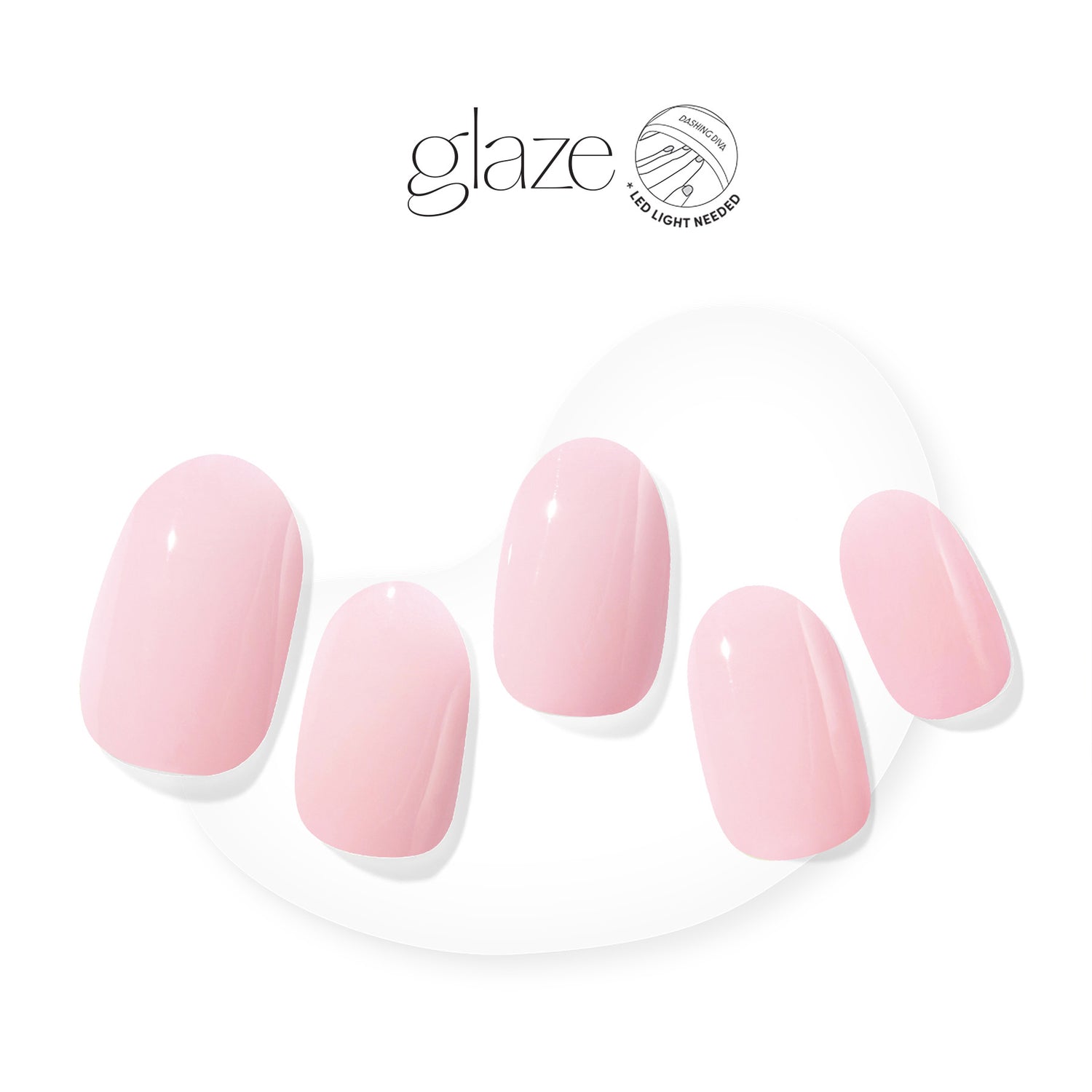 Dashing Diva GLAZE classic baby pink semi-cured gel nail strips.