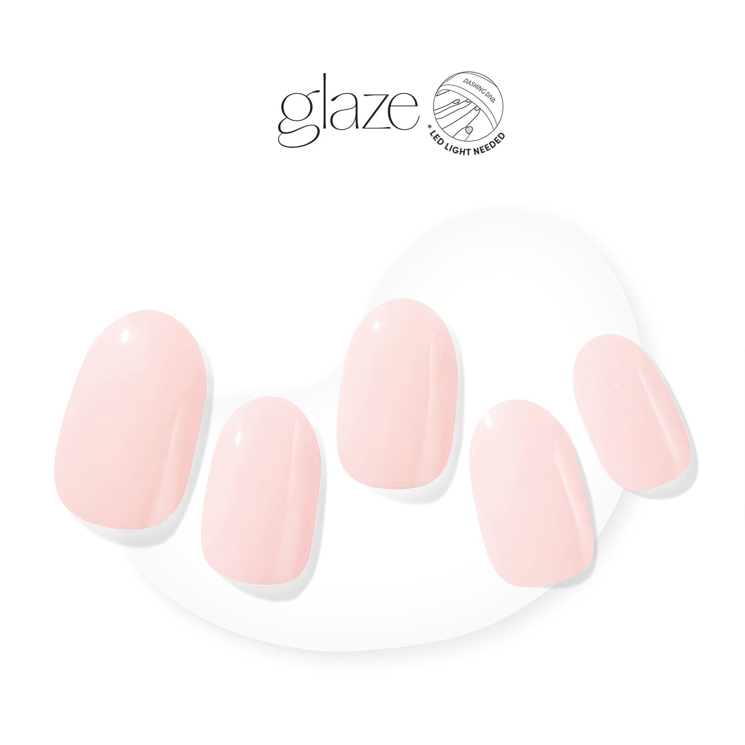 Dashing Diva GLAZE pale baby pink semi-cured gel nail strips.