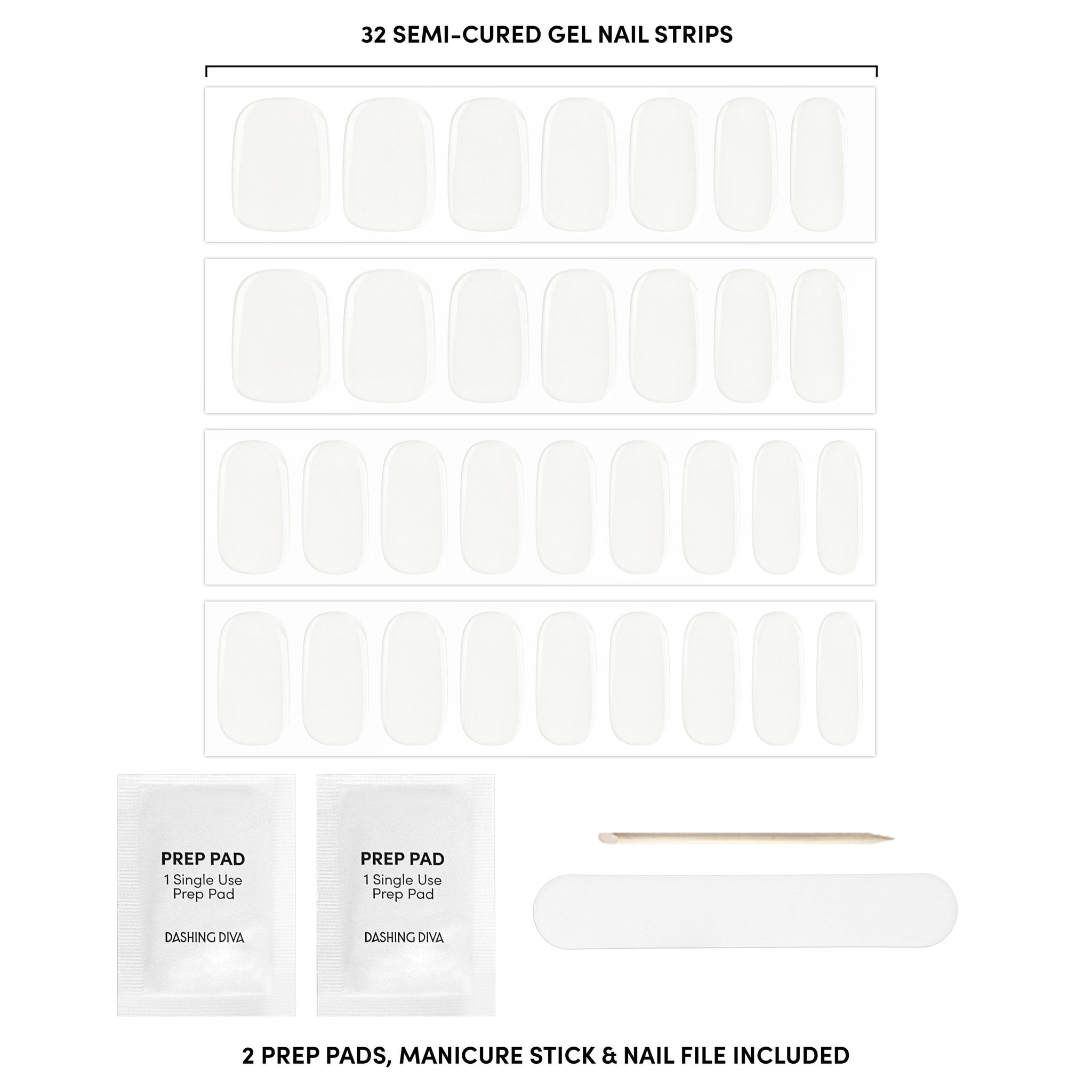 Clear Semicured Gel Nail Strips GLAZE Strong by Dashing Diva