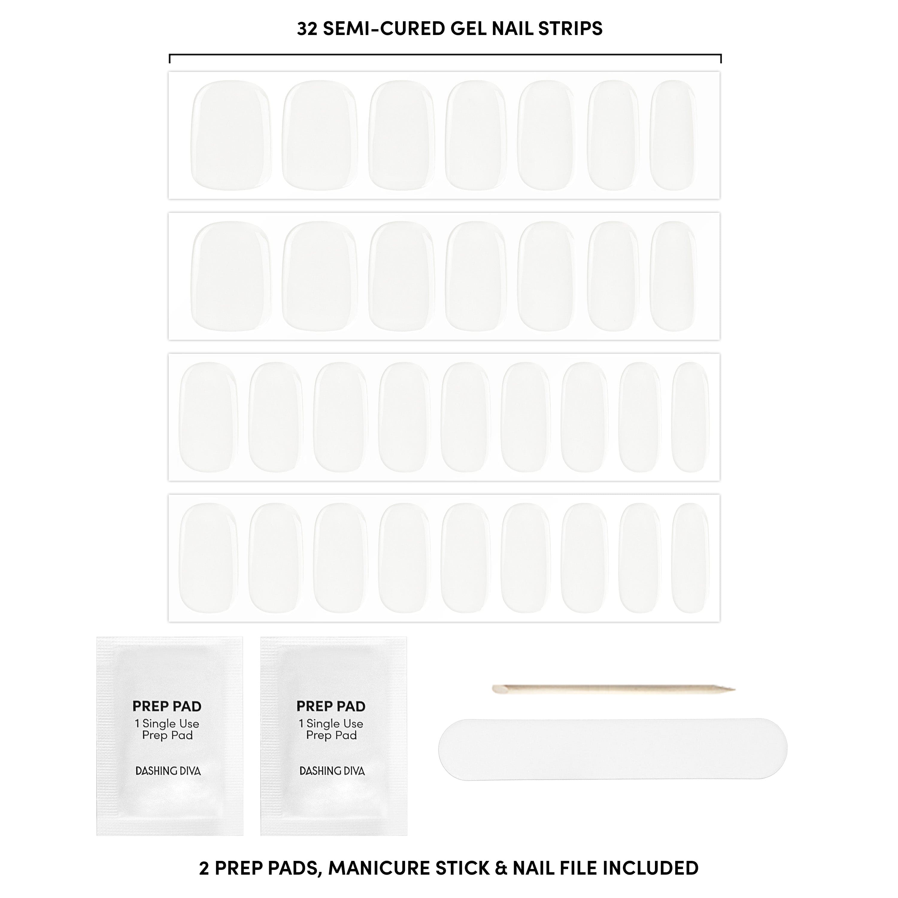 Clear Semicured Gel Nail Strips GLAZE Strong by Dashing Diva