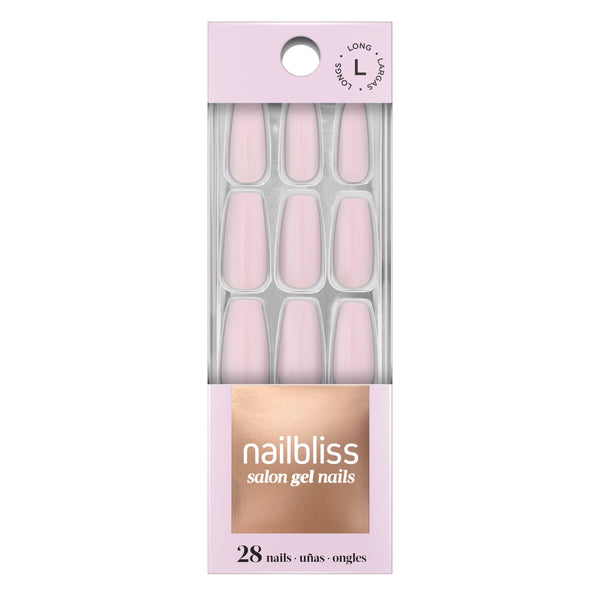 Dashing Diva nailbliss classic baby pink glue-on gel nails.