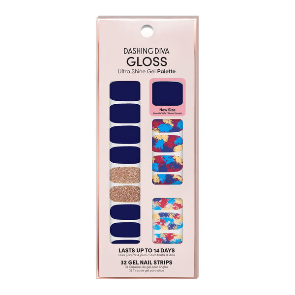 Dashing Diva GLOSS navy blue mosaic gel nail strips.