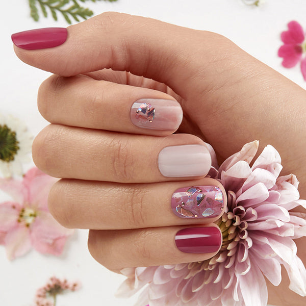 magenta & blush pink gel nail strips