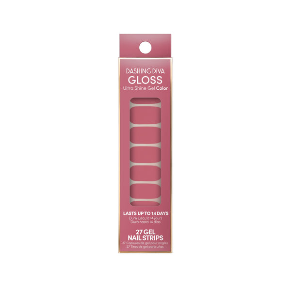 Dashing Diva GLOSS Color classic rose pink gel nail strips.