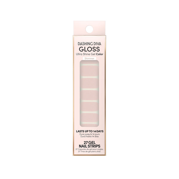 Dashing Diva GLOSS Color classic baby pink shimmer finish gel nail strips.