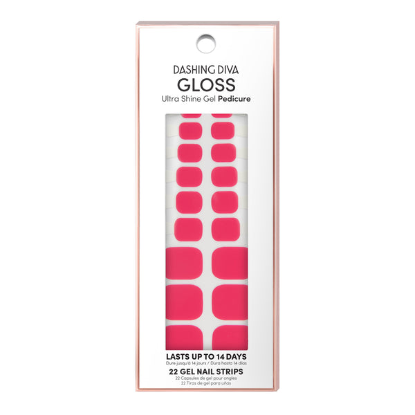 Dashing Diva GLOSS Pedicure classic bright pink gel pedi strips.