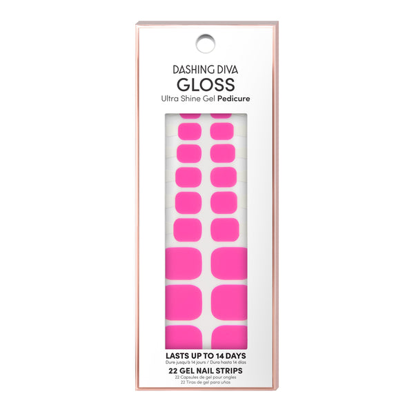 Dashing Diva GLOSS Pedicure bright pink gel pedi strips.