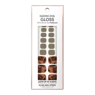 Dashing Diva GLOSS Pedicure olive green gel pedi strips with tortoise shell accents.