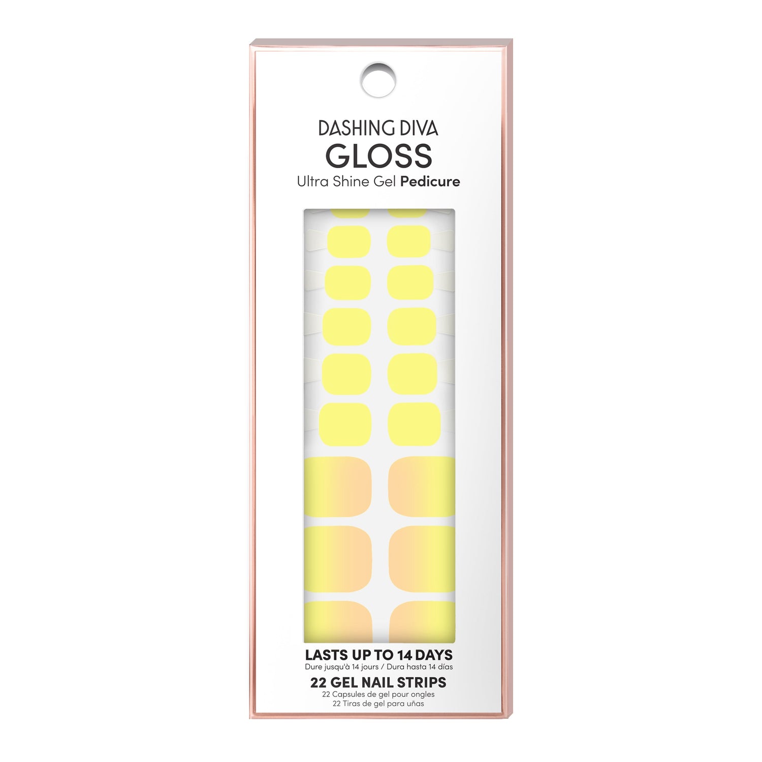 Dashing Diva GLOSS Pedicure yellow and pink ombre gel pedi strips.