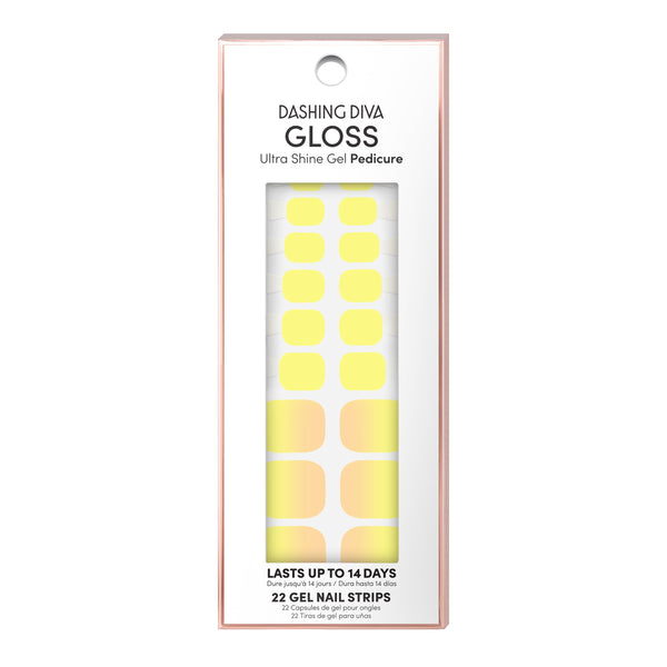 Dashing Diva GLOSS Pedicure yellow and pink ombre gel pedi strips.