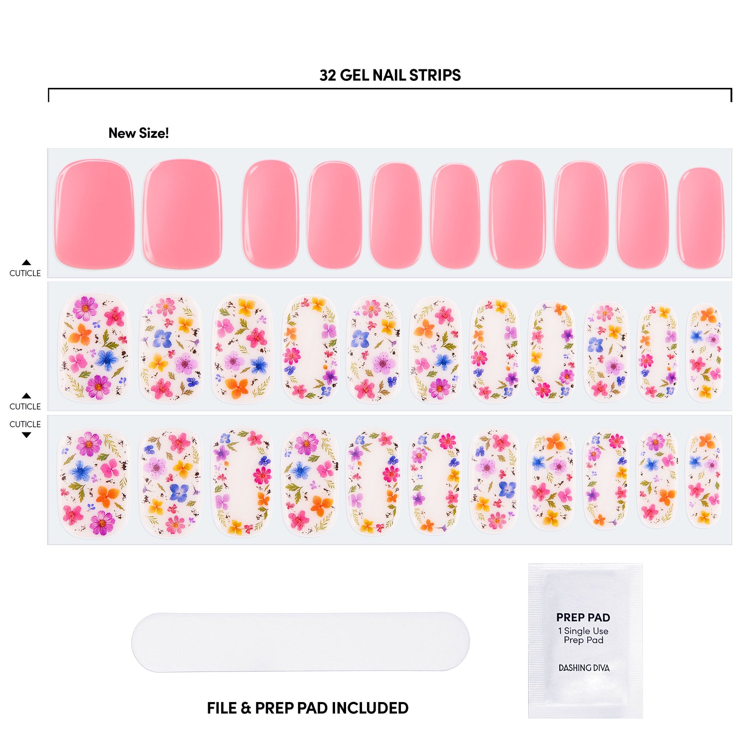 Peachy pink gel nail strips featuring vintage floral