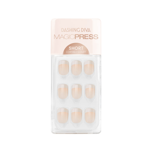 Dashing Diva MAGIC PRESS short, square class french press on gel nails.