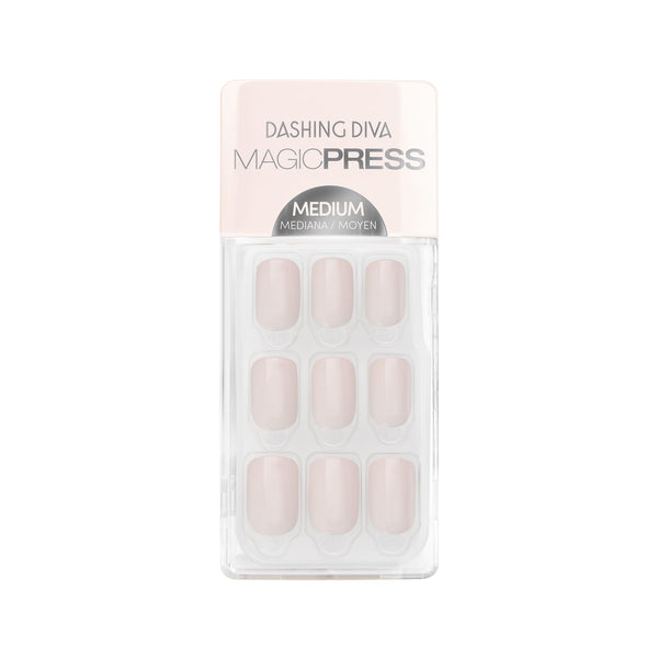 Dashing Diva MAGIC PRESS medium, square off-white press on gel nails.