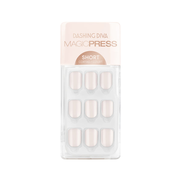 Dashing Diva MAGIC PRESS short, square off-white press on gel nails.