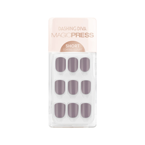 Dashing Diva MAGIC PRESS short, square taupe press on gel nails.