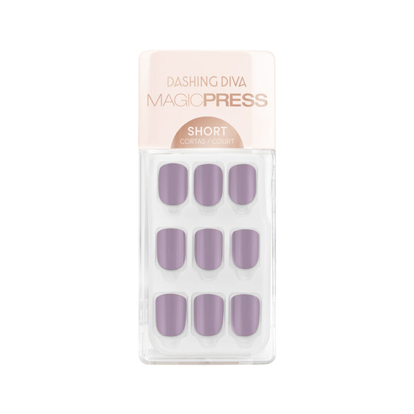 Dashing Diva MAGIC PRESS dusty purple press-on gel nails. Offered In Short length with a glossy high shine finish. 