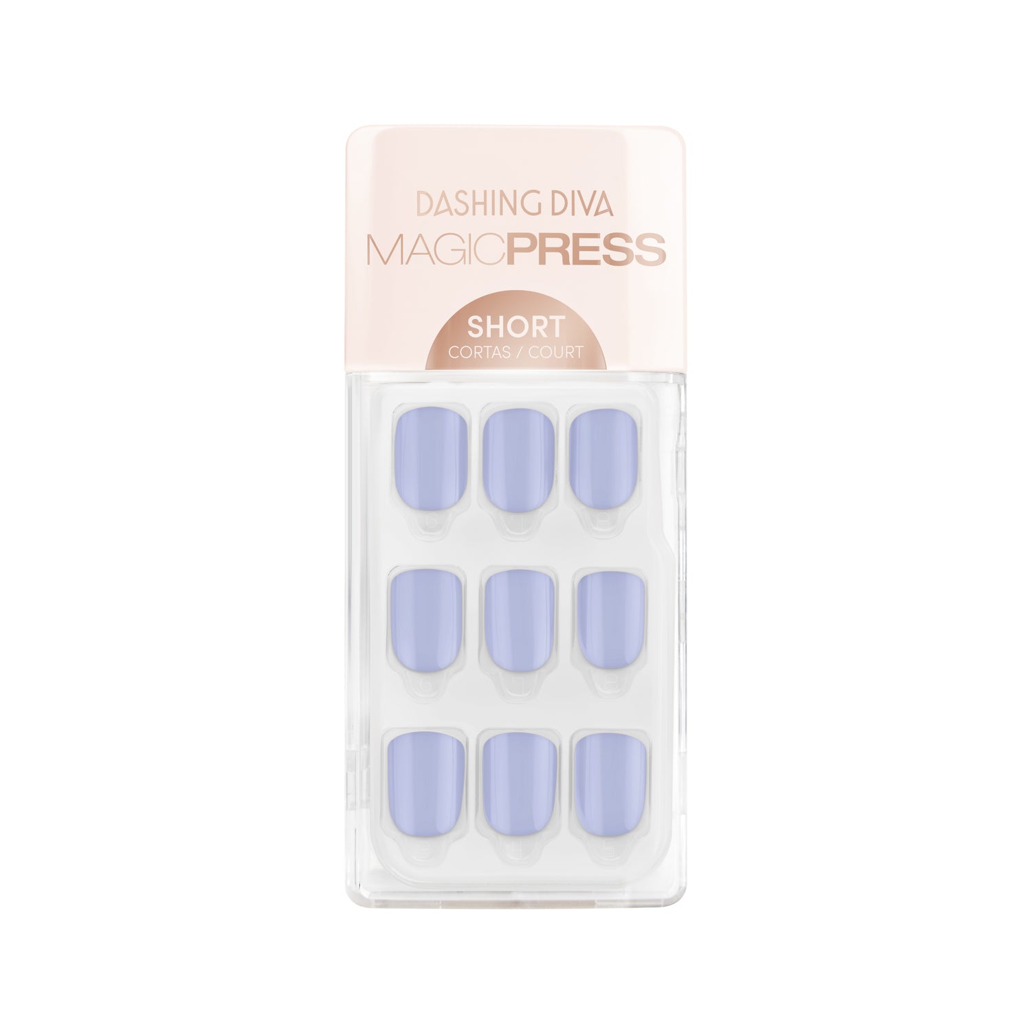 Dashing Diva MAGIC PRESS short, square Spring lavender press on gel nails.