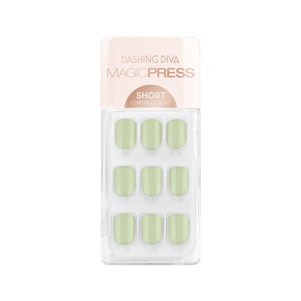 Dashing Diva MAGIC PRESS short square light Spring green press-on gel nails.