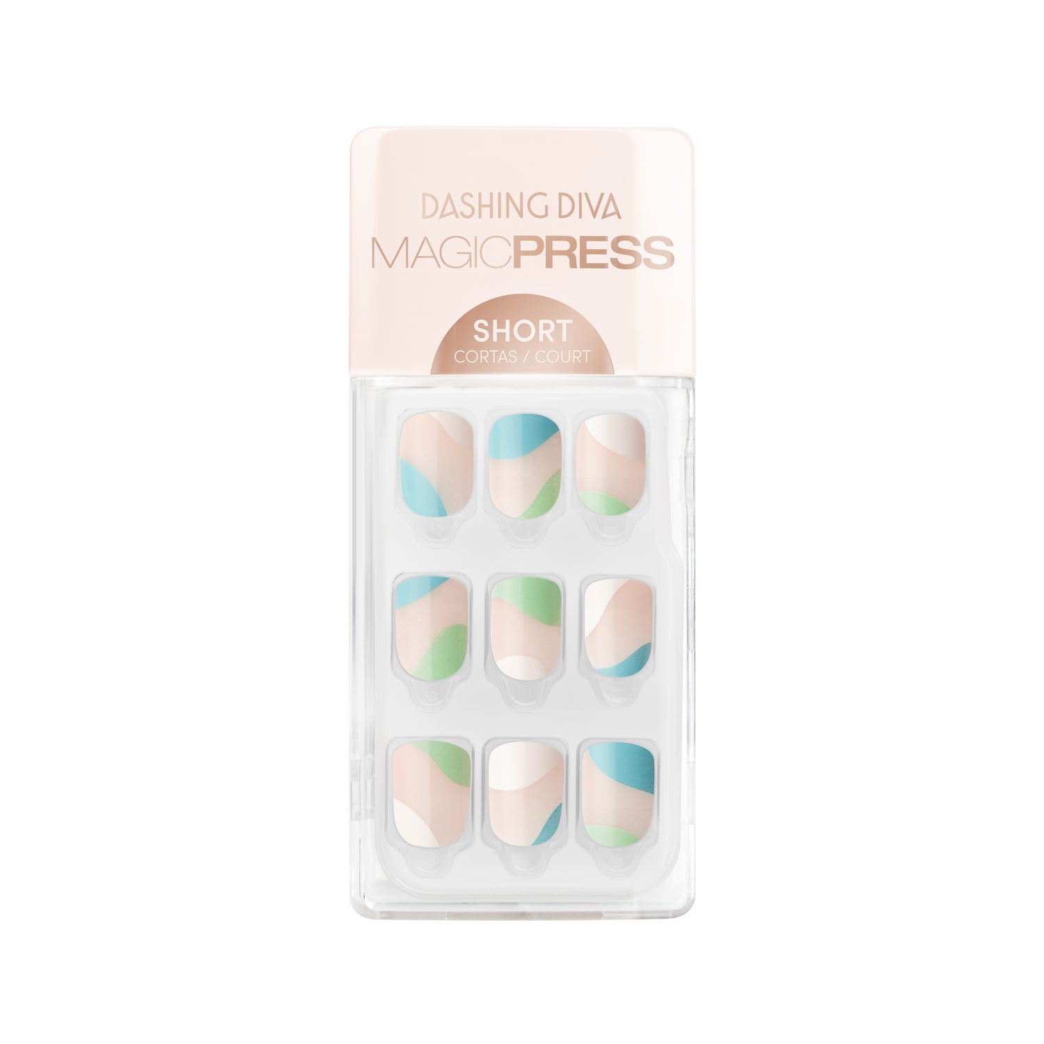 Dashing Diva Magic Press abstract wavy negative space multi turquoise mint white gel nails