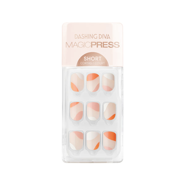 Dashing Diva Magic Press abstract wavy negative space multi orange peach white gel nails
