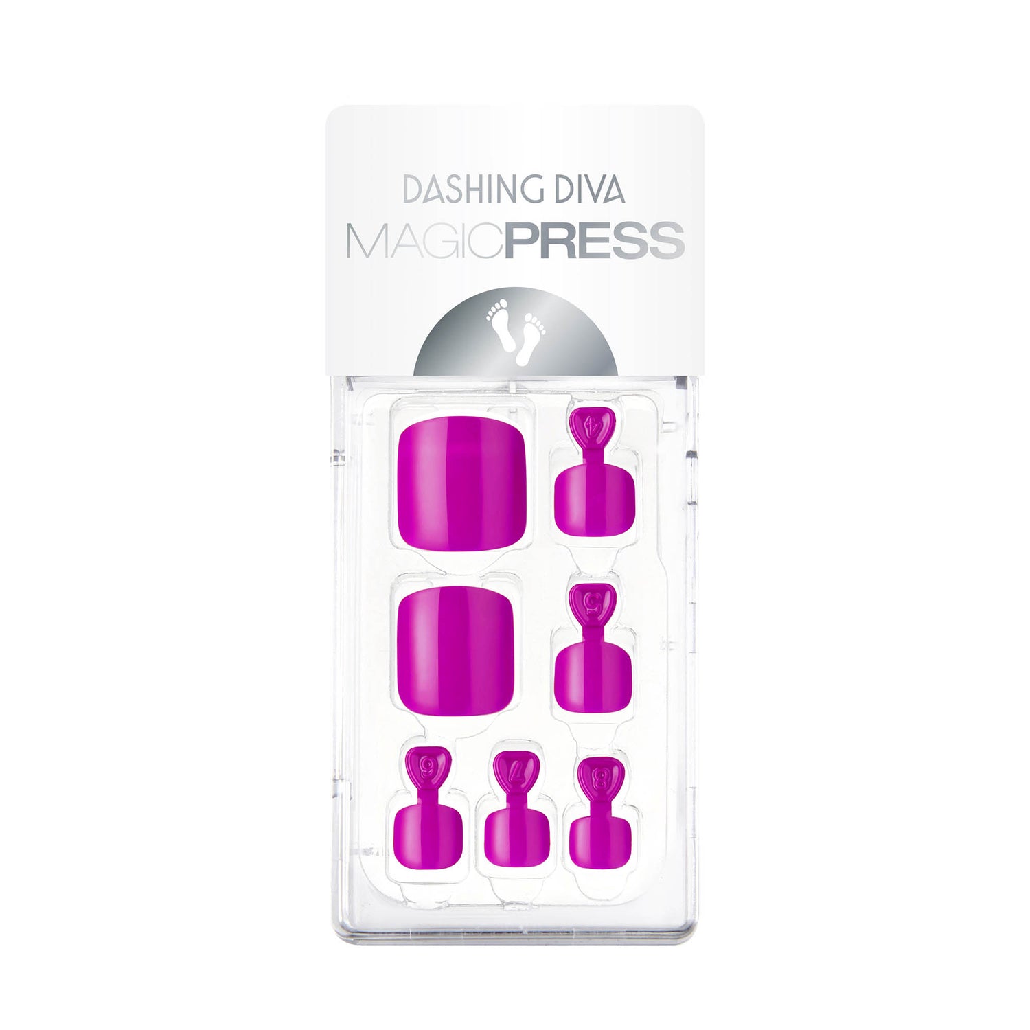 Dashing Diva MAGIC PRESS magenta purple press on gel pedicure.
