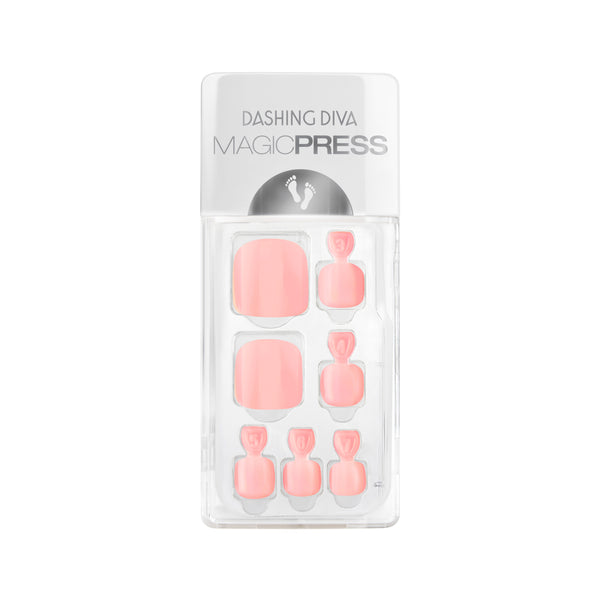 Dashing Diva MAGIC PRESS Pedicure classic light pink press on gel pedi.