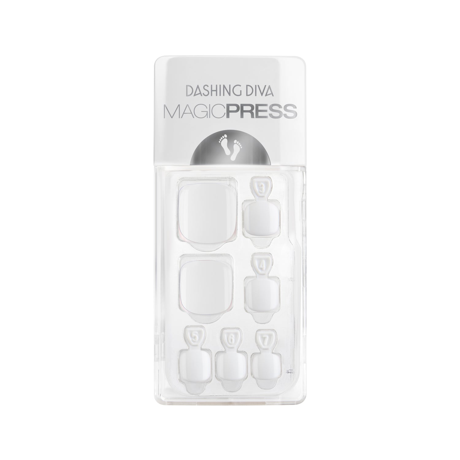Dashing Diva MAGIC PRESS Pedicure classic glossy white press on gel pedi.