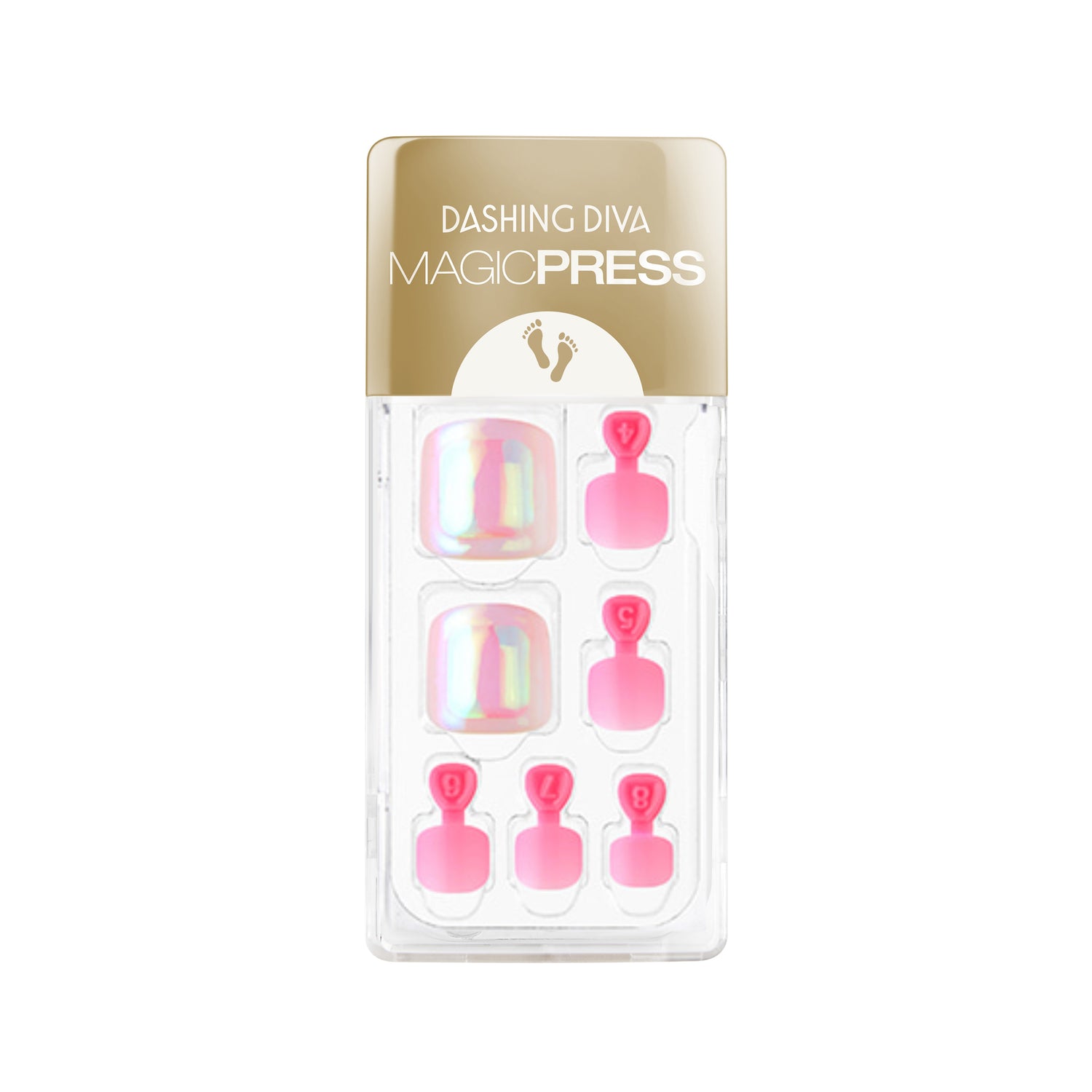 Dashing Diva MAGIC PRESS Pedicure pink K-beauty glass nail press on gel pedi.
