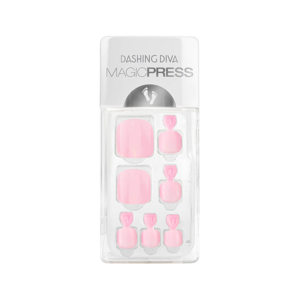 Dashing Diva MAGIC PRESS Pedicure baby pink press on gel pedicure