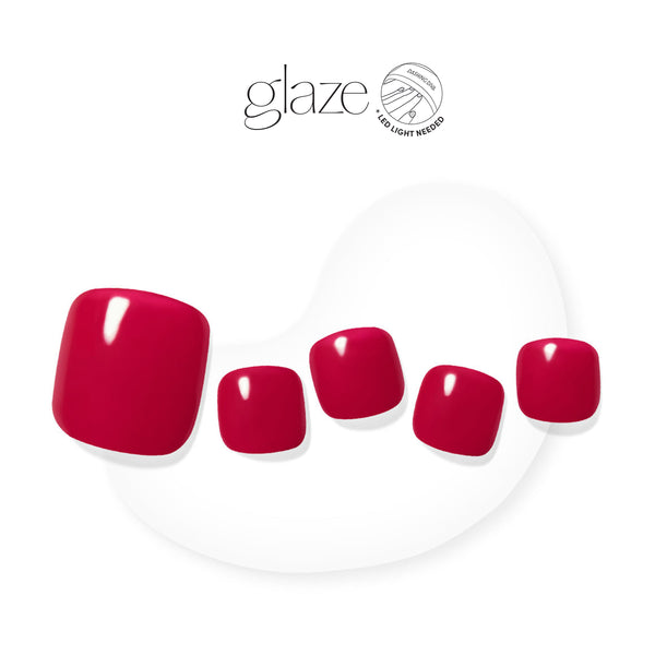 Dashing Diva GLAZE vibrant red semi-cured gel pedicure nail strips.