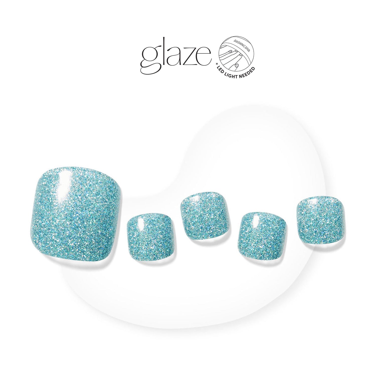 Dashing Diva GLAZE light blue glitter finish gel nail strips.