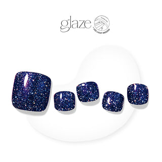 Dashing Diva GLAZE midnight blue glitter finish gel pedicure strips.